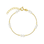 In Season 14k Gold 5-6" Double 3mm Freshwater Pearl Bracelet