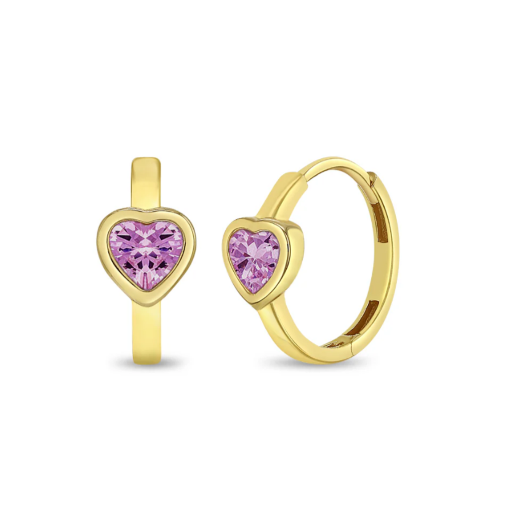 In Season 14k Gold Sparkling Pink CZ Heart Huggies