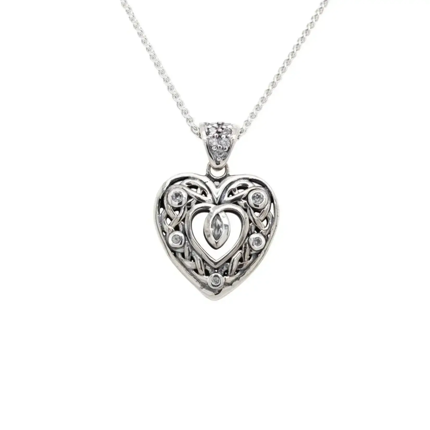 Keith Jack SS Celtic Open Heart w/CZ center stone