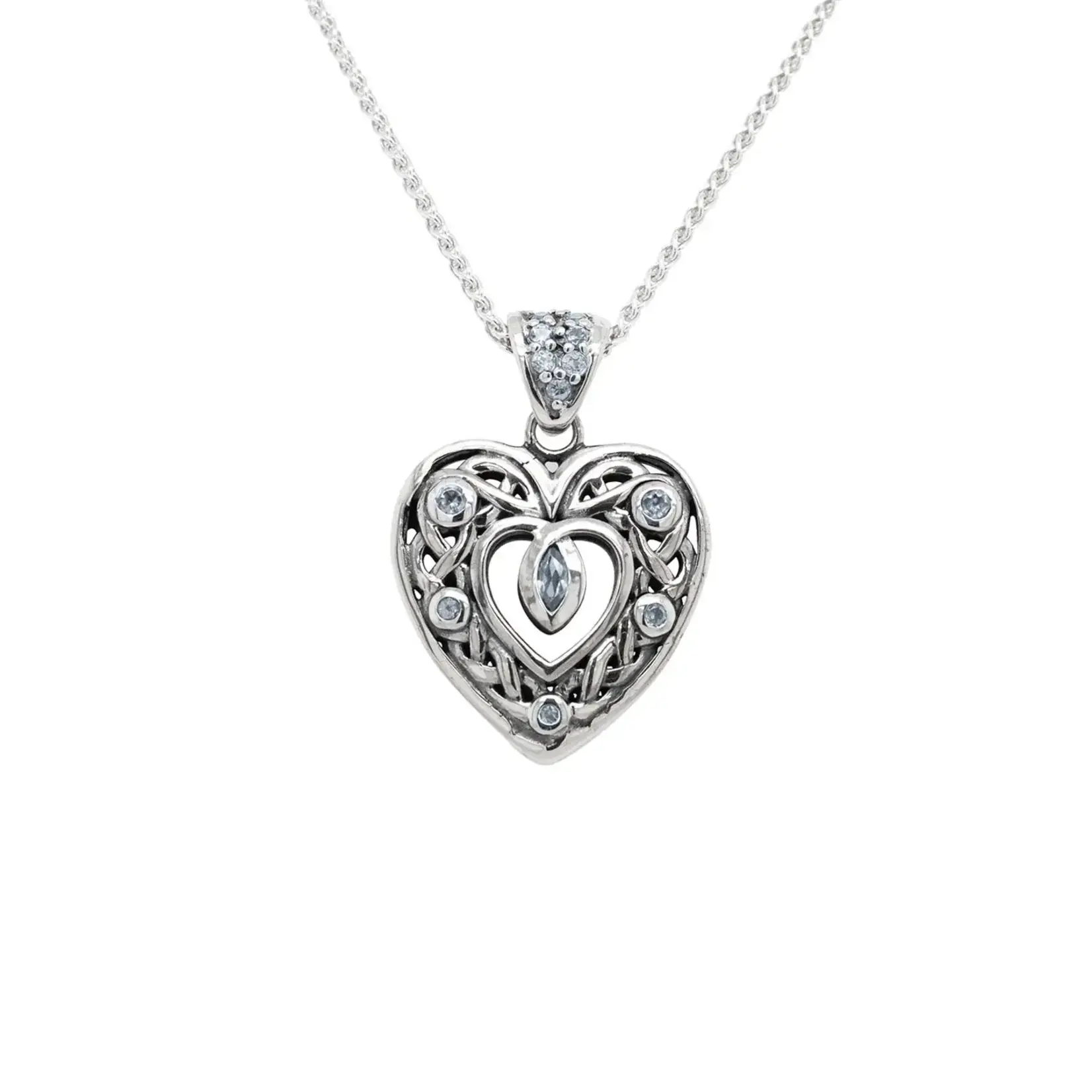 Keith Jack SS Celtic Open Heart w/Blue Topaz Stone