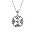 Keith Jack Sterling Silver/10K Gold & CZ Accented Celtic Cross Pendant