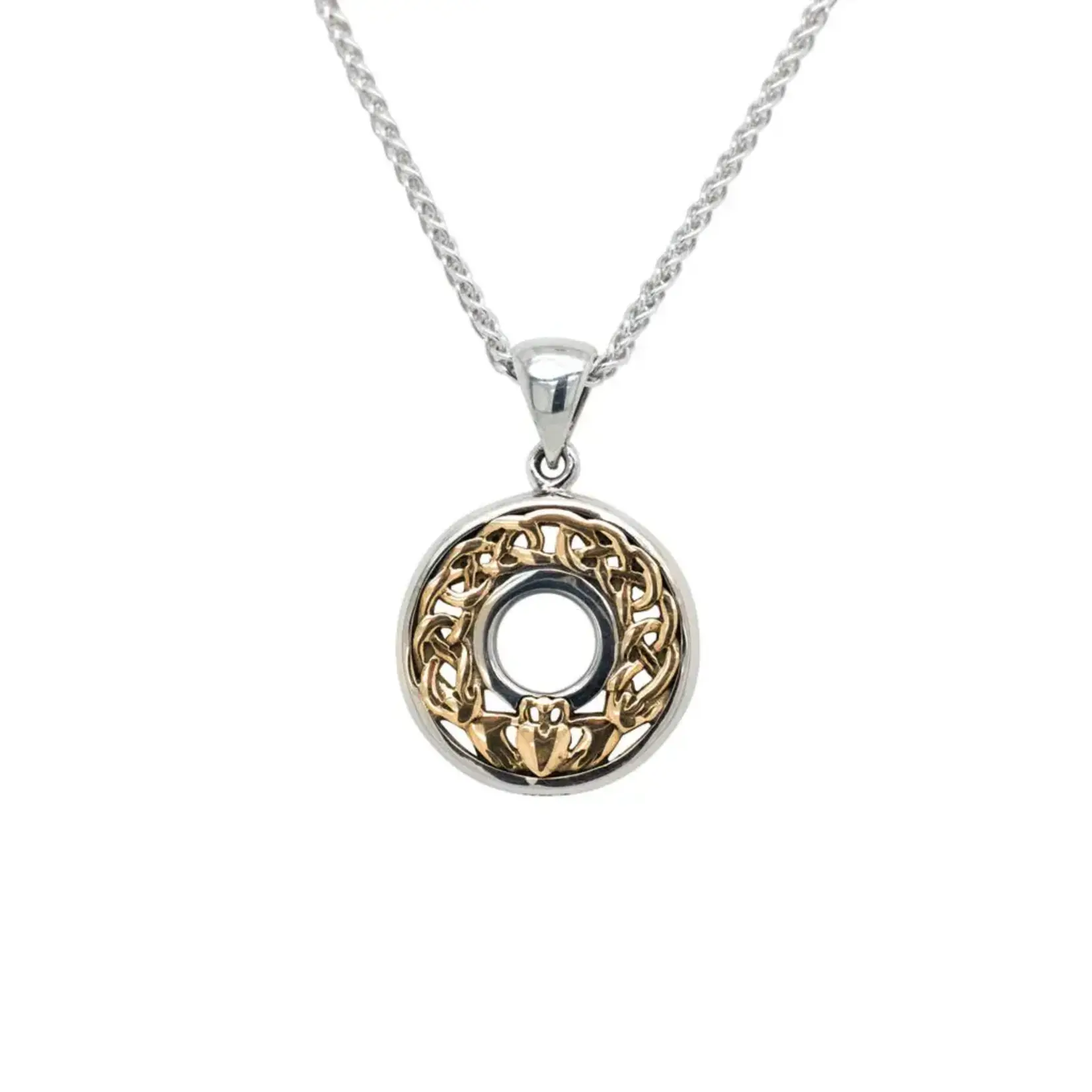 Keith Jack Silver and 10K YG Claddagh Reversible Necklace Small