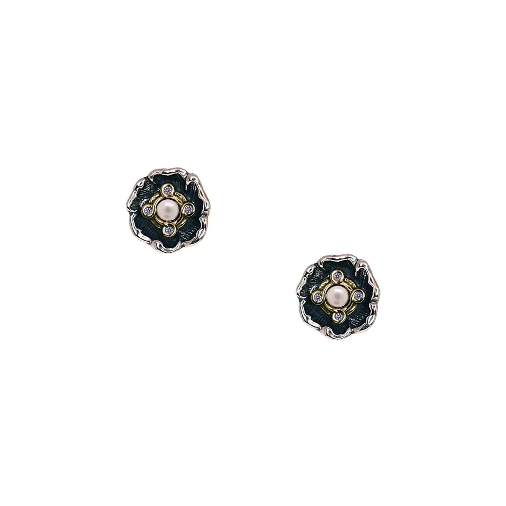 Keith Jack Sterling Silver & 10k Fresh Water Pearl Aphrodite Stud Earrings