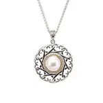 Keith Jack Sterling Silver/10K & Fresh Water Pearl & CZ's Aphrodite Pendant