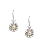 Keith Jack Sterling Silver/10K Fresh Water Pearl & CZ Aphrodite Lever Back Earrings