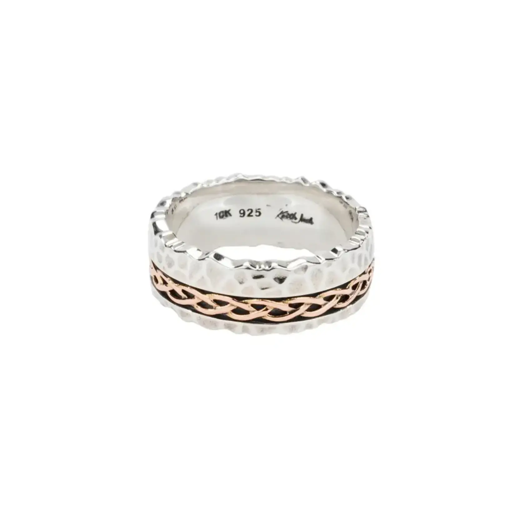 Keith Jack SS&10K Rose Gold Hammered Weave 'Fordoun' Ring
