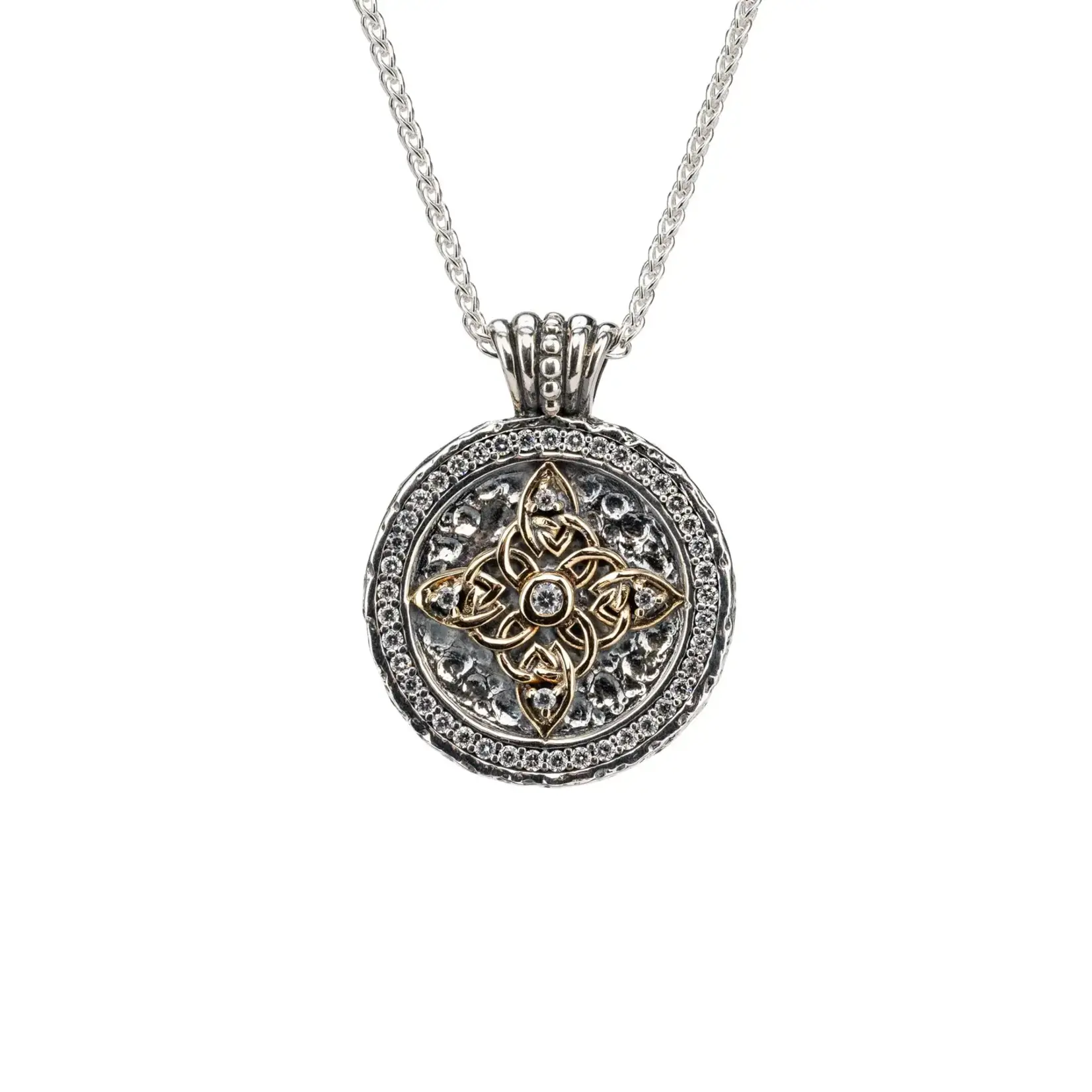Keith Jack Sterling Silver/10K Gold & CZ's Celestial Medallion Pendant