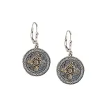 Keith Jack Sterling Silver/10K Celestial Round Lever Back Earrings