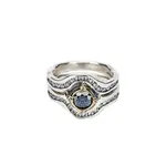 Keith Jack Sterling Silver/10K Yellow Gold Moissanite & CZ's Rocks 'n Rivers Ring 7