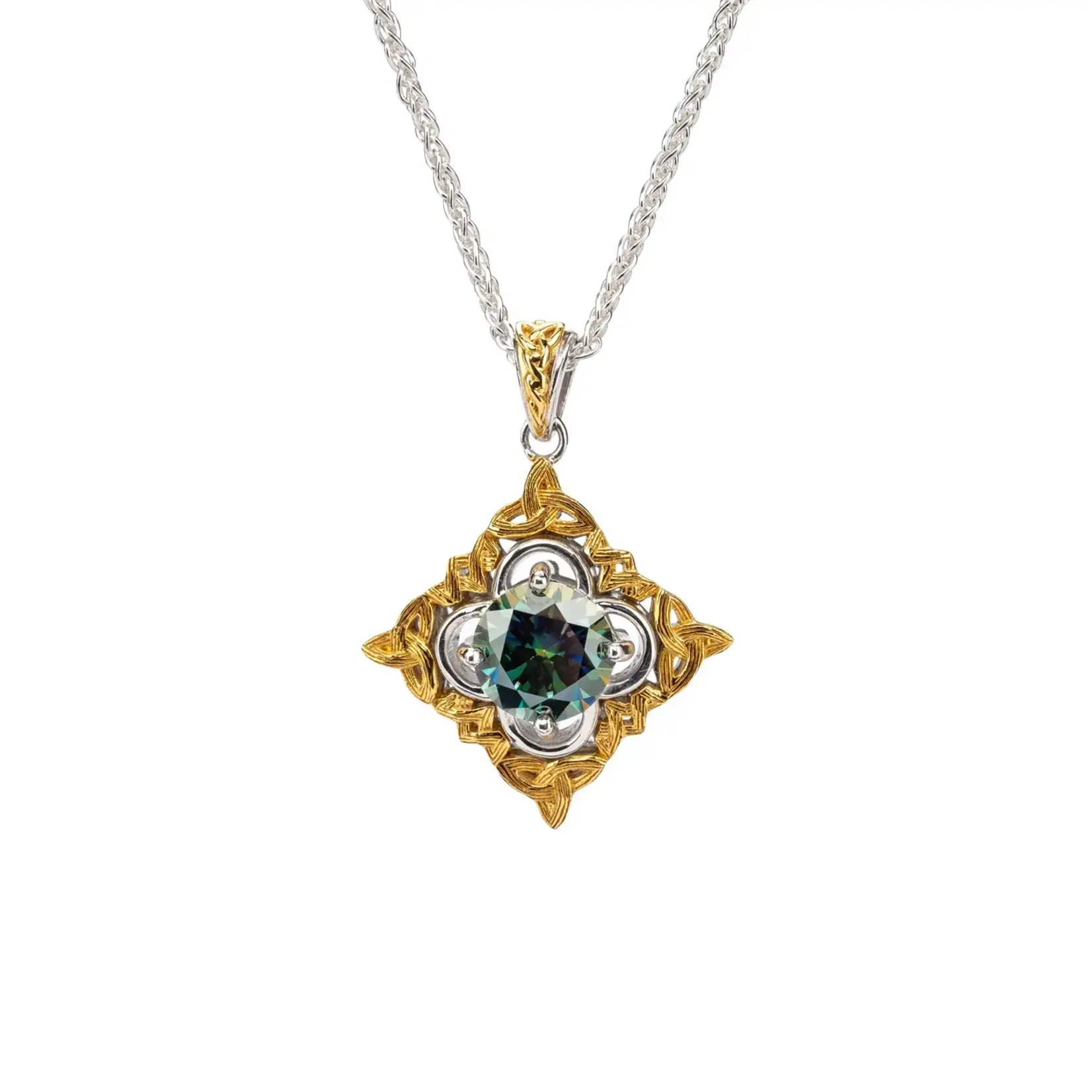 Keith Jack Sterling Silver/10K Mystic Blue Moissanite Celestial Pendant