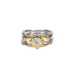 Keith Jack Silver and 10K Moissanite & CZ Rocks 'n Rivers 3 pc Set Ring