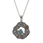 Keith Jack Sterling Silver/10K & Swiss Blue Topaz & CZ's Rock's n' Rivers Pendant