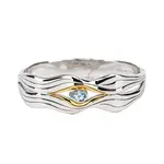 Keith Jack Sterling Silver/10K Gold Blue Topaz Rocks 'n Rivers Bangle