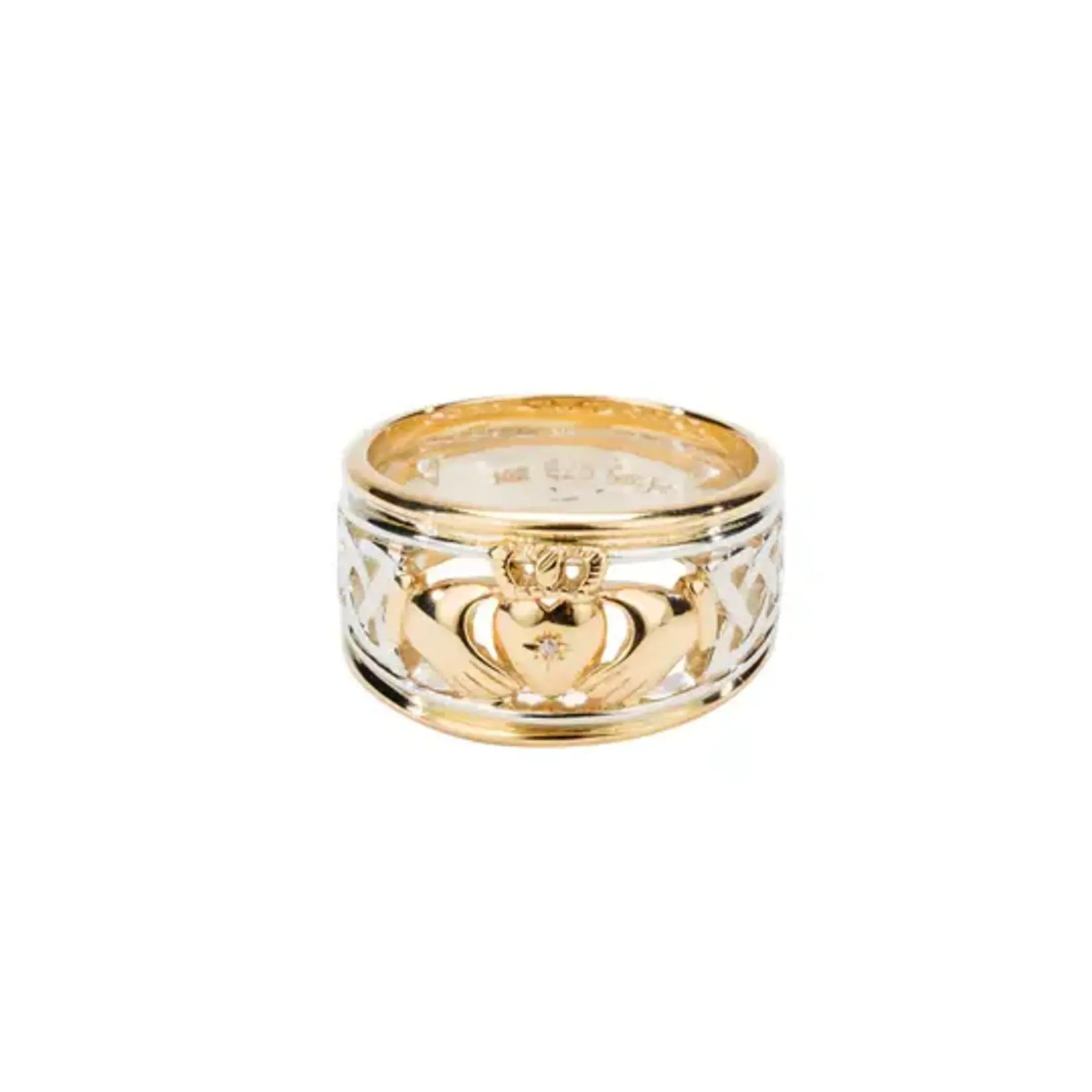 Keith Jack Silver and 10K Claddagh Stack Ring with Diamond Ring