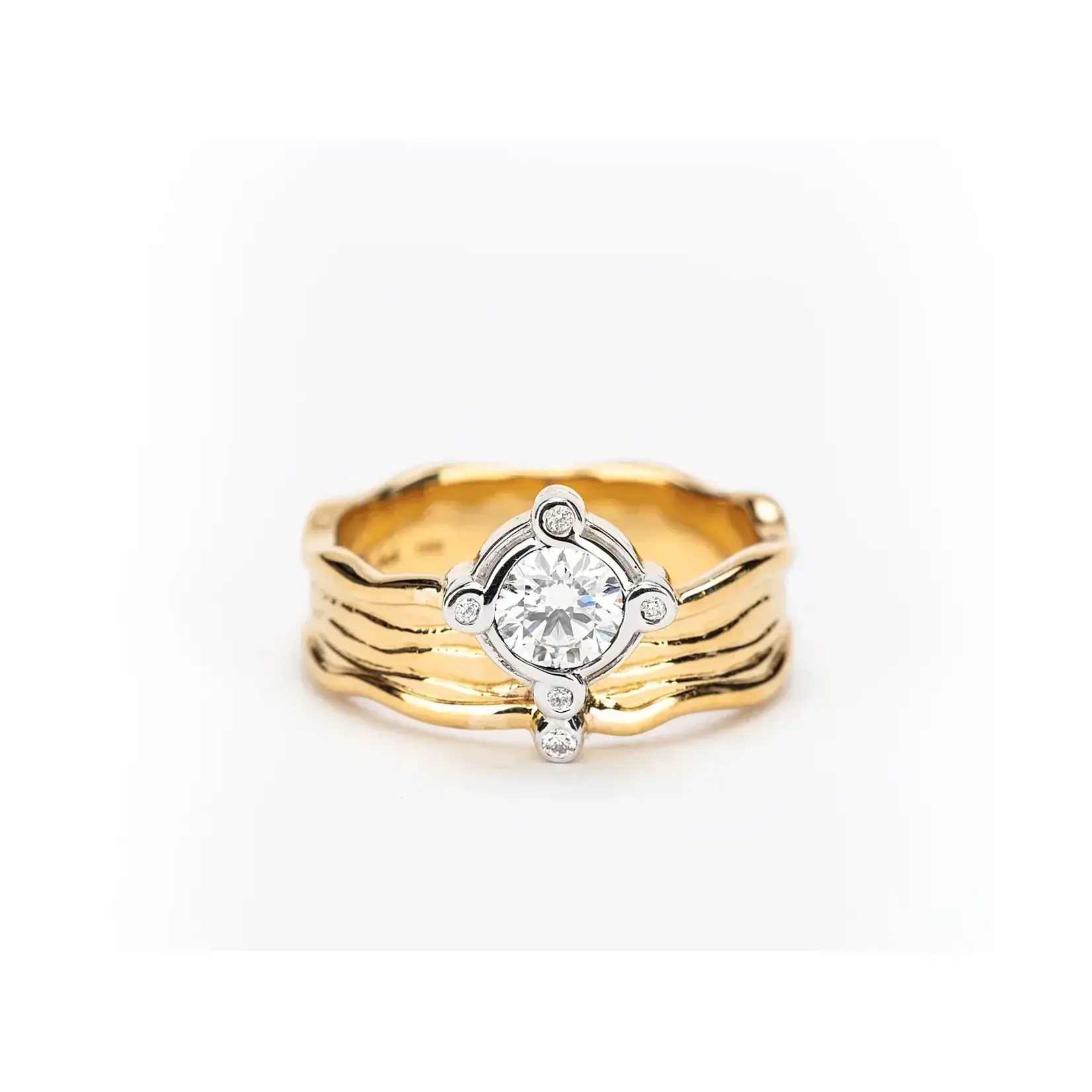 Keith Jack 10K Yellow & White 2 pc Rocks'n River Ring w/Lab Grown Diamond