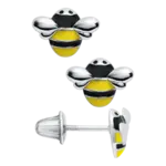 Kiddie Kraft SS Yellow and Black Enamel Bee Kid's Earrings
