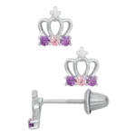 Kiddie Kraft SS Crown Kid's Earrings with CZs