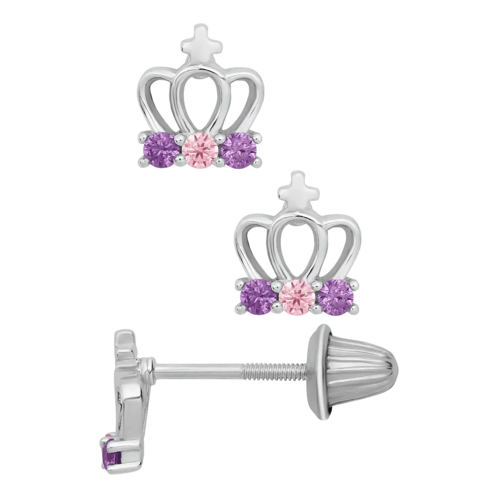 Kiddie Kraft SS Crown Kid's Earrings with CZs