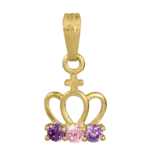 Kiddie Kraft 14K Yellow Gold Crown & CZ's Necklace