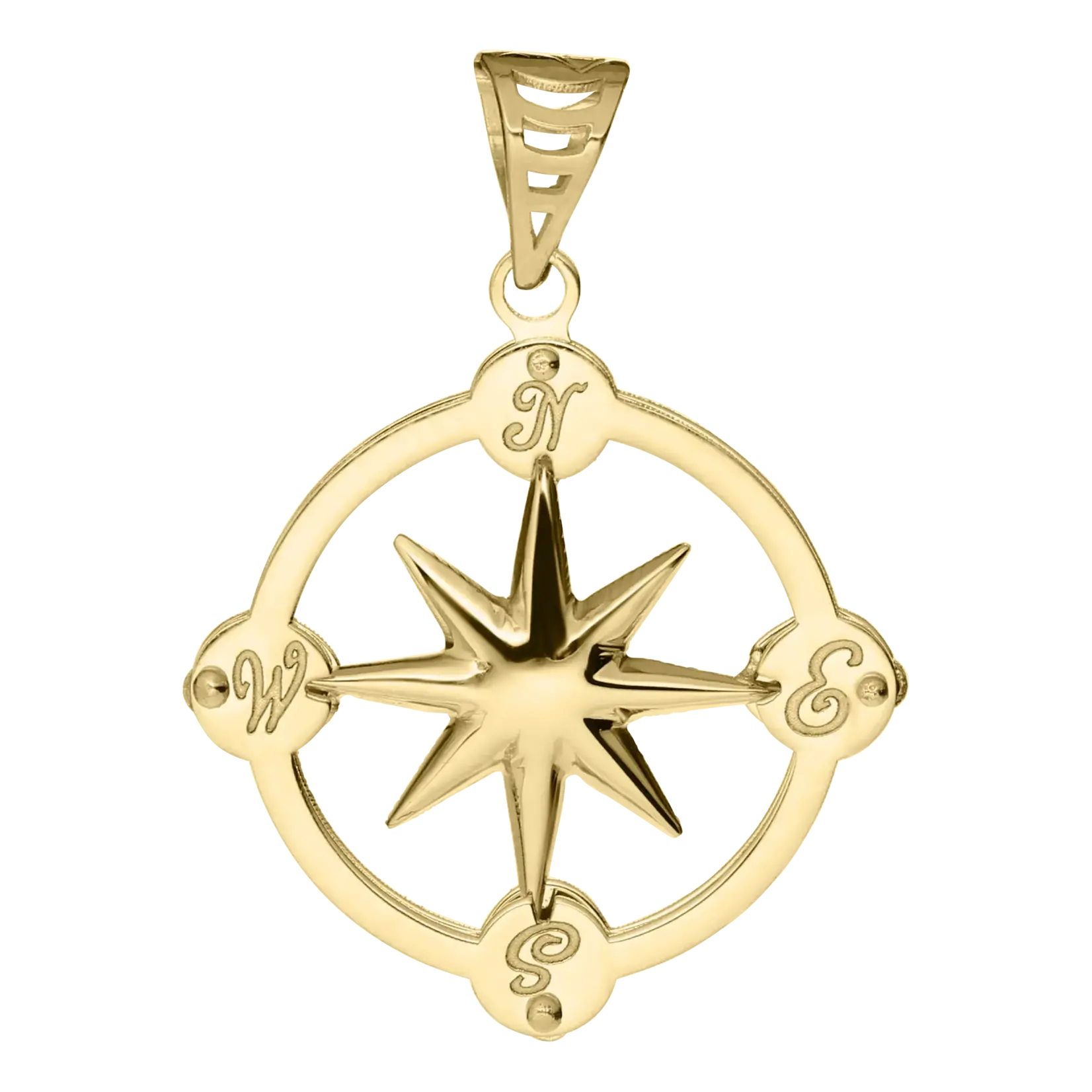 Lestage 14K Inscribed Compass Rose Pendant