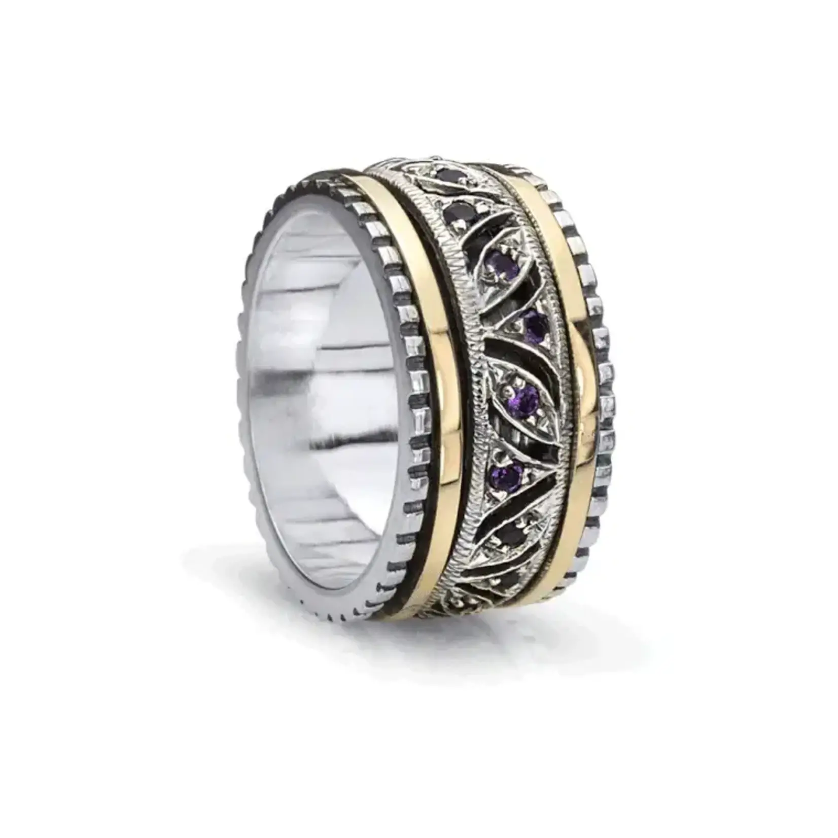 Always SS 10K and Amethyst Spin Ring