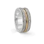 Inspire Sterling Silver & 10K Solid Yellow Gold Spin Ring 8