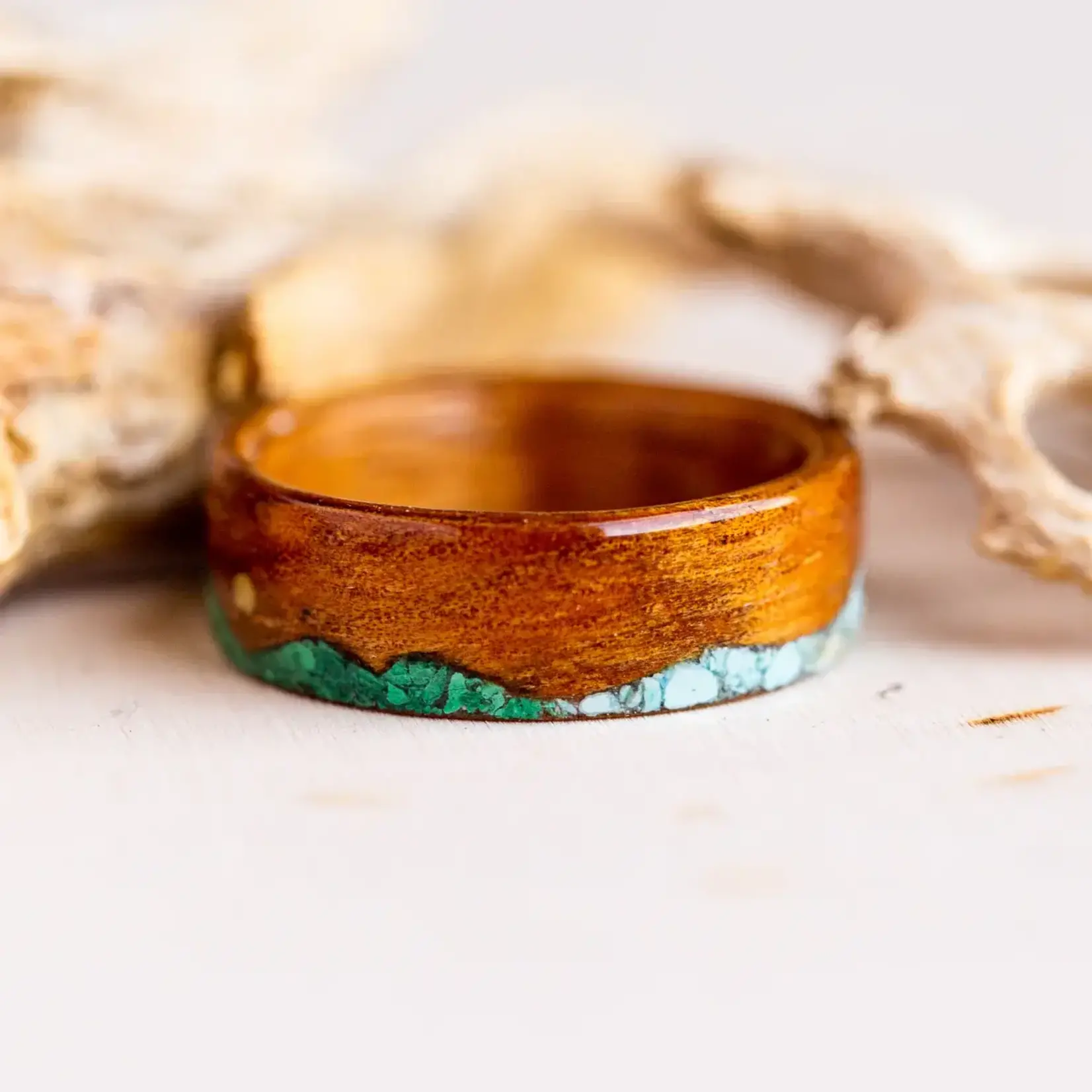 My Roots Jewelry Nomad 5mm Malachite Turquoise and Brass Ring