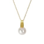 14K Yellow Gold 6mm Freshwater Pearl Pendant w 18" Chain