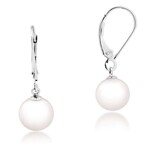 14K White Gold 7mm Freshwater Pearl Leverback