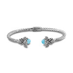 Samuel B. Sterling Silver Bumble Bee w/ Larimar Twisted Cable Bracelet
