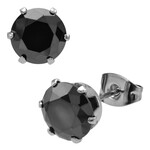 Inox 8mm Black CZ Stud Earrings