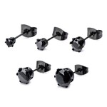 Inox 4mm Black IP Steel with Black CZ Stud Earrings