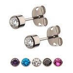 Inox 3mm Titanium withBlue CZ Stud Earrings