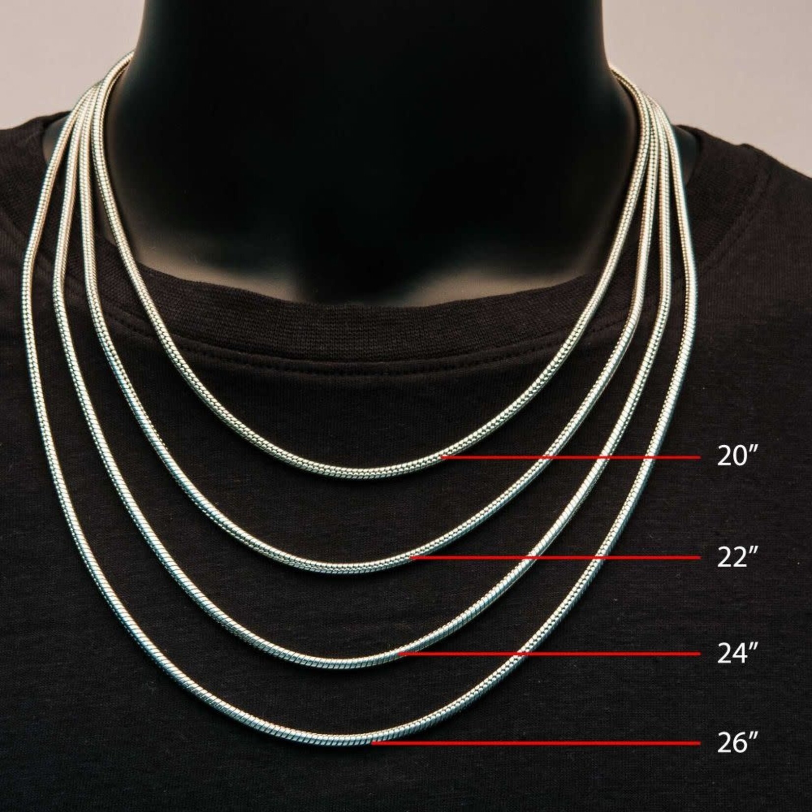 Inox 3mm Steel Rattail Chain Necklace 24"