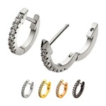 Inox 2mm Stainless Steel Clear CZ Huggie Earrings