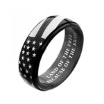 Inox Black IP Steel American Flag Spinner Ring