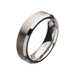 Inox 6mm Matte Stainless Steel Beveled Wedding Band Ring 9