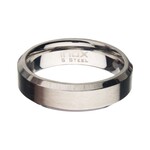 Inox 6mm Matte Stainless Steel Beveled Wedding Band Ring 10