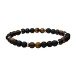 Inox Lava & Tiger Eye Healing Beaded Stretch Bracelet - 8"