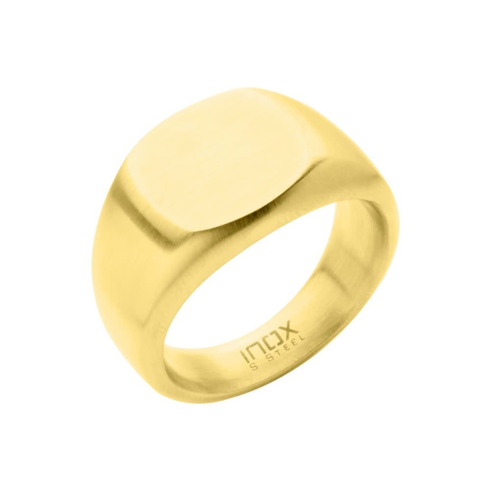Inox 18Kt Gold IP Steel Signet Ring-9