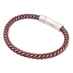 Inox Red & White Woven Rubber Bracelet - 8.25"