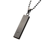 Inox Stainless Steel with 2mm Clear CZ Tag Pendant with Ball Chain - 20"-21"