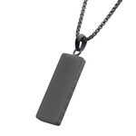 Inox Matte Black IP Engravable Drop Pendant with Round Box Chain - 22"