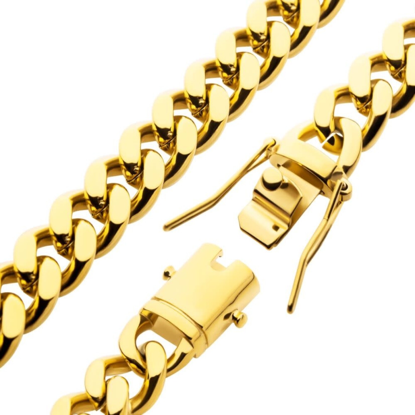 Inox 8mm 18K Gold IP Miami Cuban Chain Bracelet - 8"