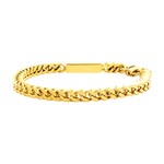 Inox 18Kt Gold IP Engravable ID Block with Franco Chain Bracelet - 8.5"