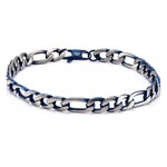 Inox Steel Blue IP Figaro Chain Bracelet - 8.5"