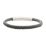 Inox 6mm Grey Genuine Full Grain Cowhide Leather Bracelet - 8"-8.5"