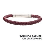 Inox 6mm Burgundy Genuine Full Grain Cowhide Leather Bracelet - 8"-8.5"