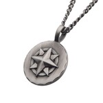 Inox Gun Metal IP Engravable Compass Medallion Pendant with Chains for Grads 22"