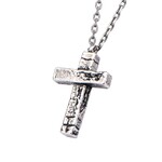 Inox Stainless Steel Antique Cross Pendant 22"